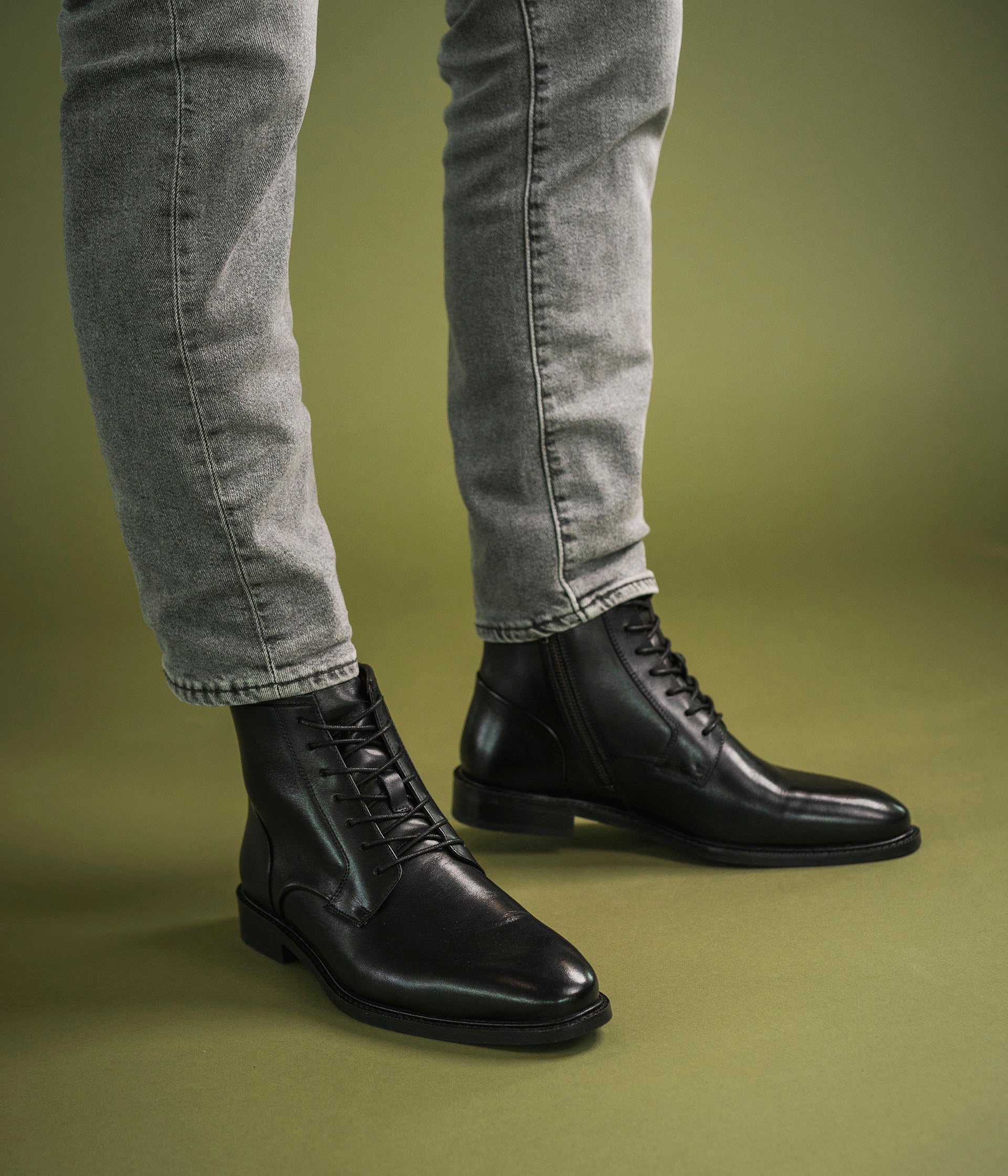 Mens dress ankle boots black on sale