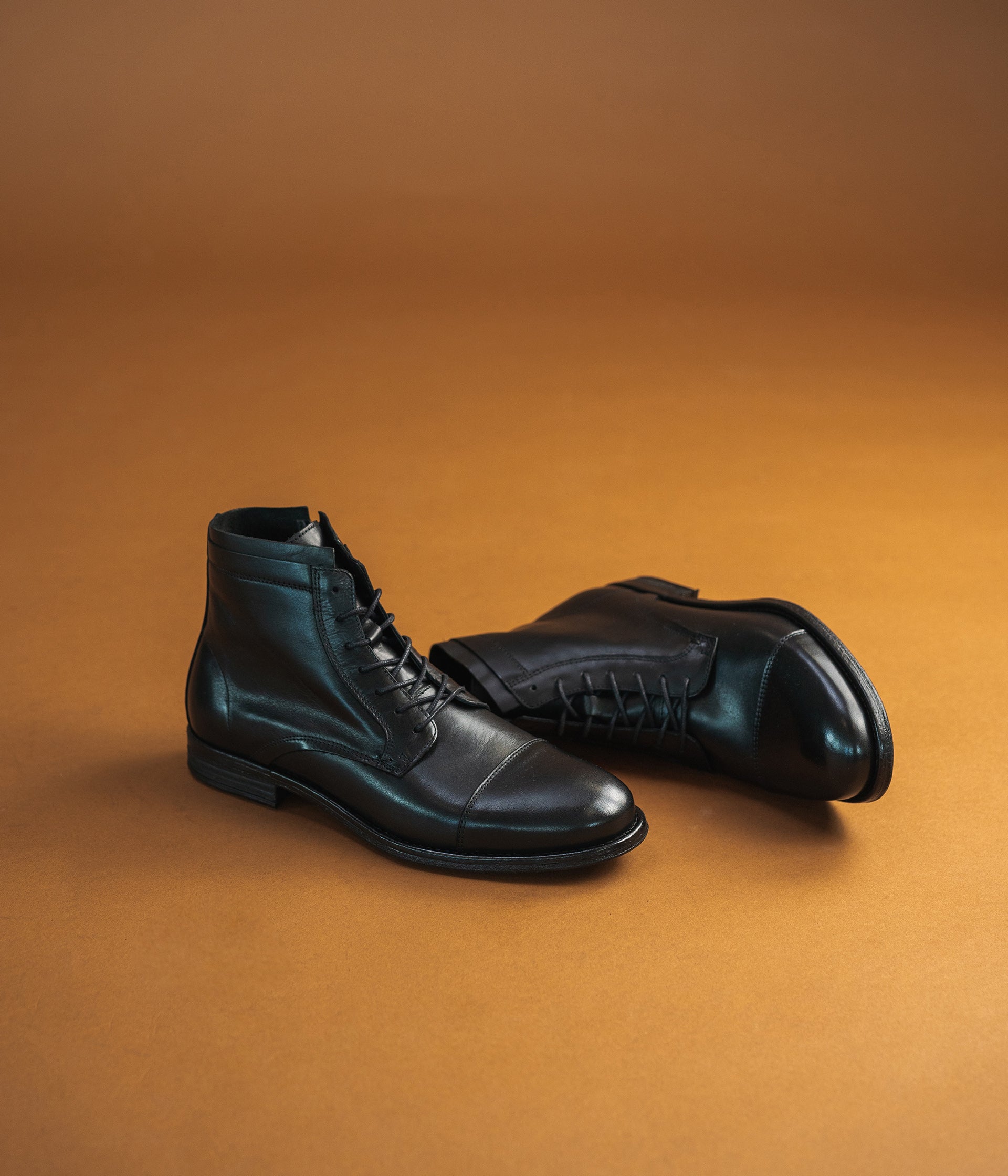 Mens black cap toe dress boots sale