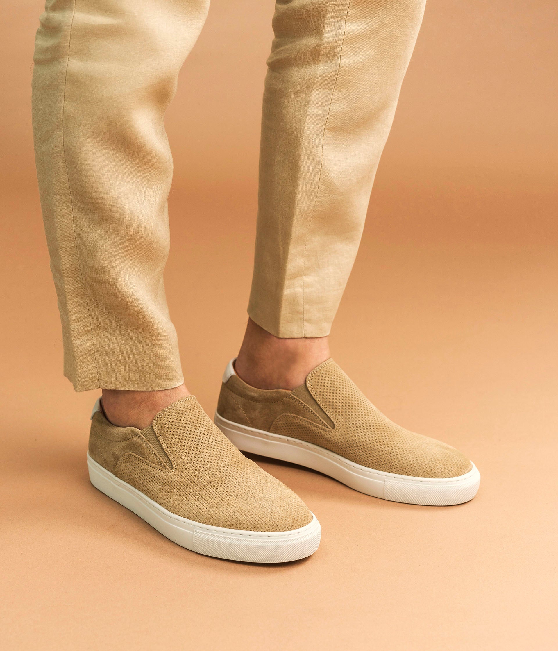 Vince ace perforated leather slip on sneakers on sale