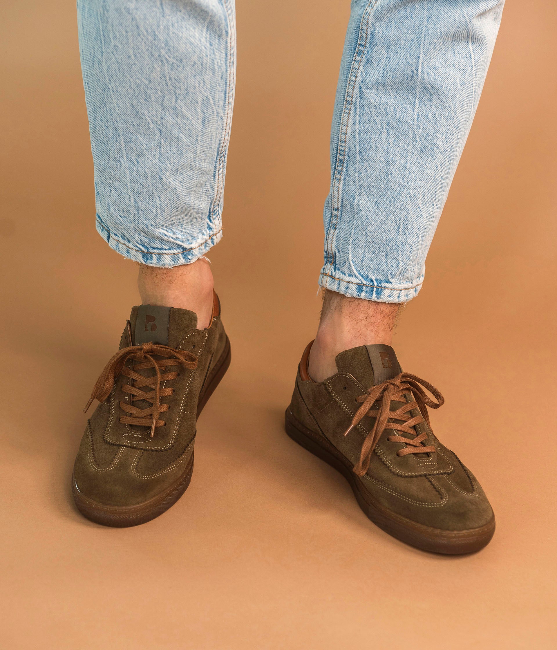 Khaki suede trainers deals