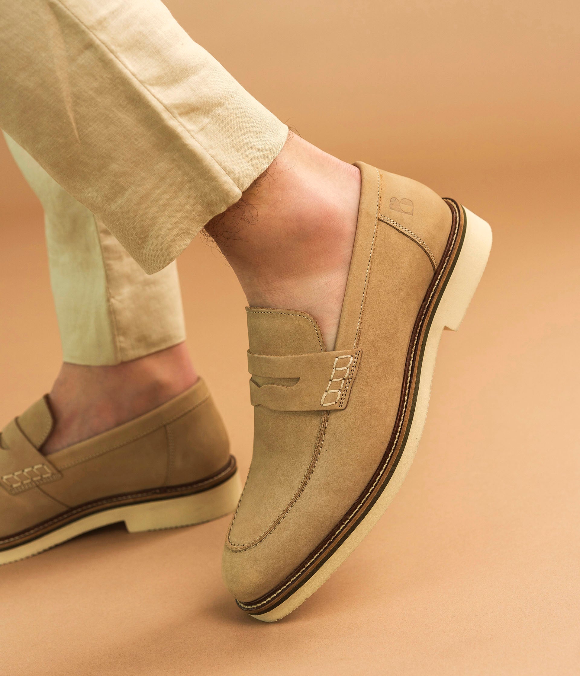 Beige color loafers store