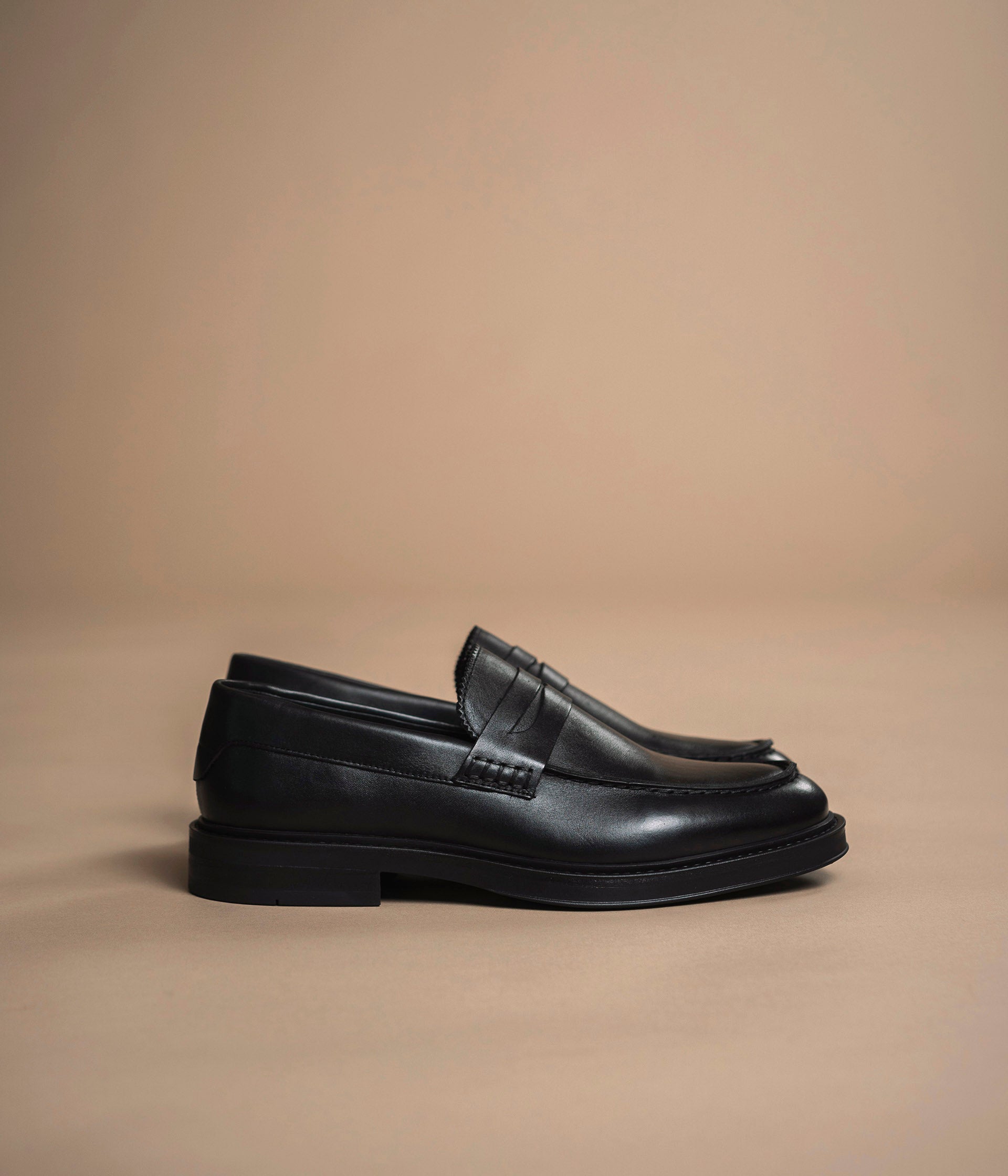 Mens black leather loafers sale top