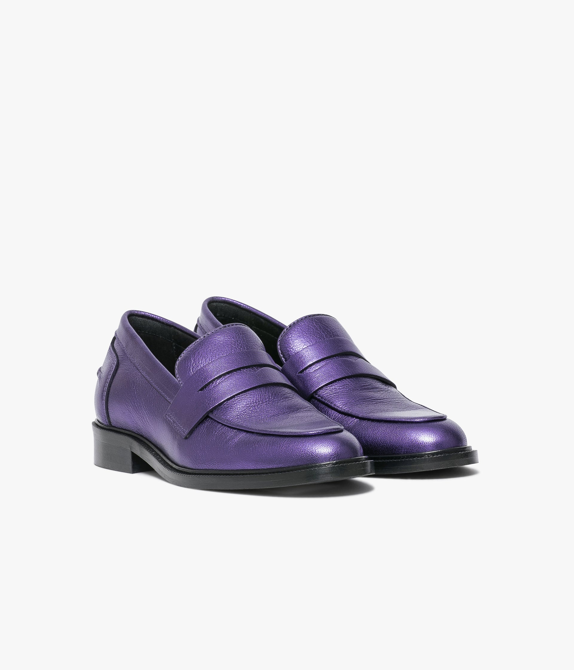 Purple and black loafers sale
