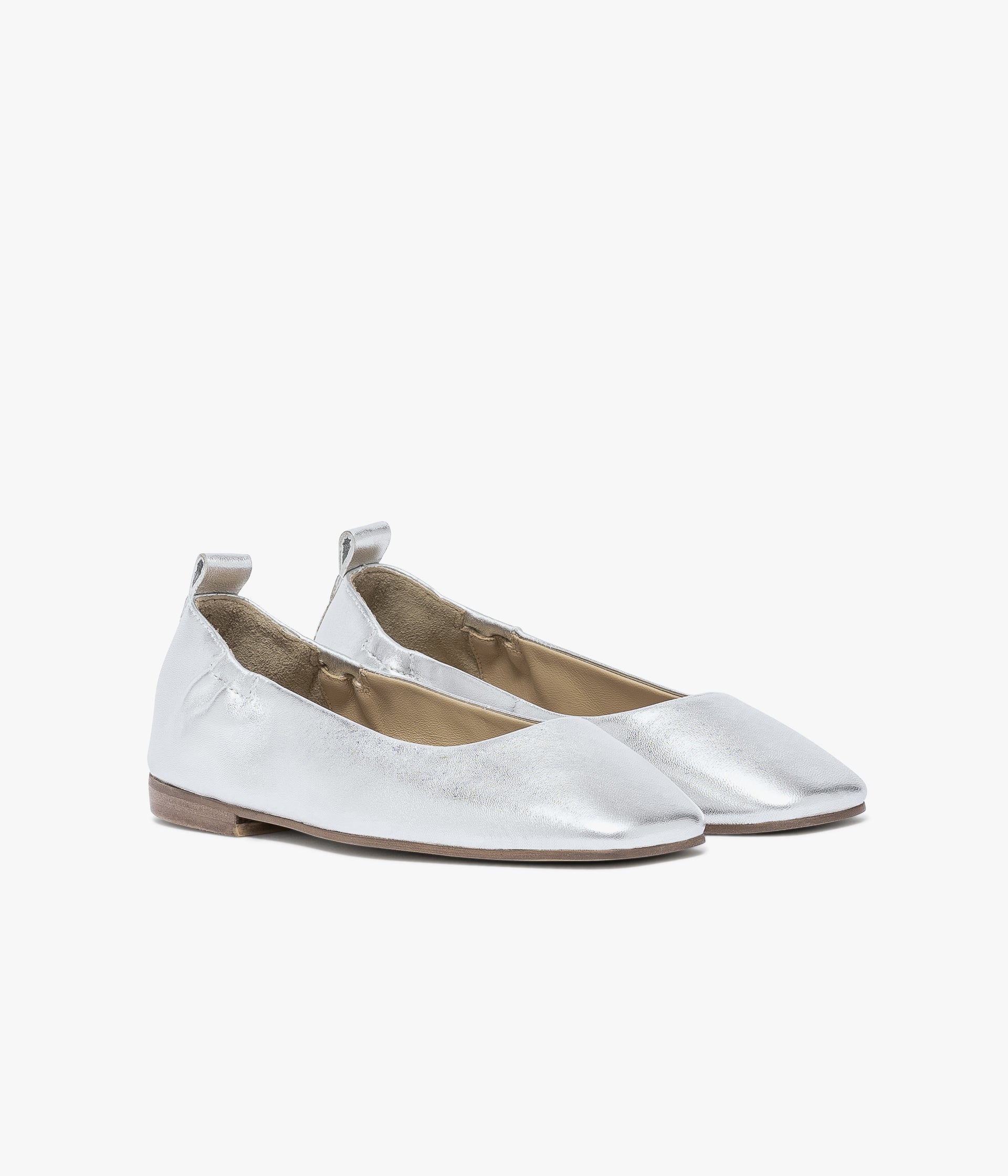 Silver leather ballet pumps clearance