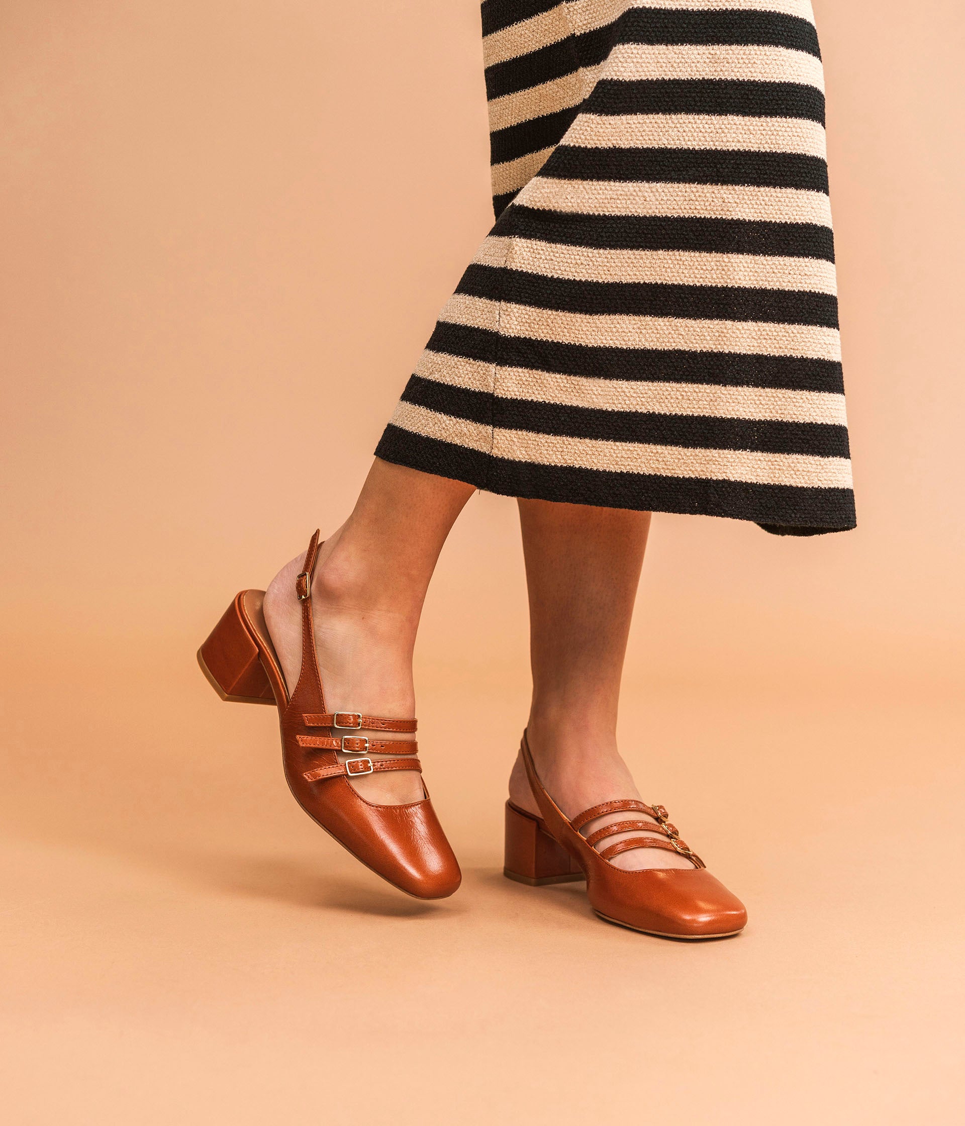 Cognac pumps leather sale