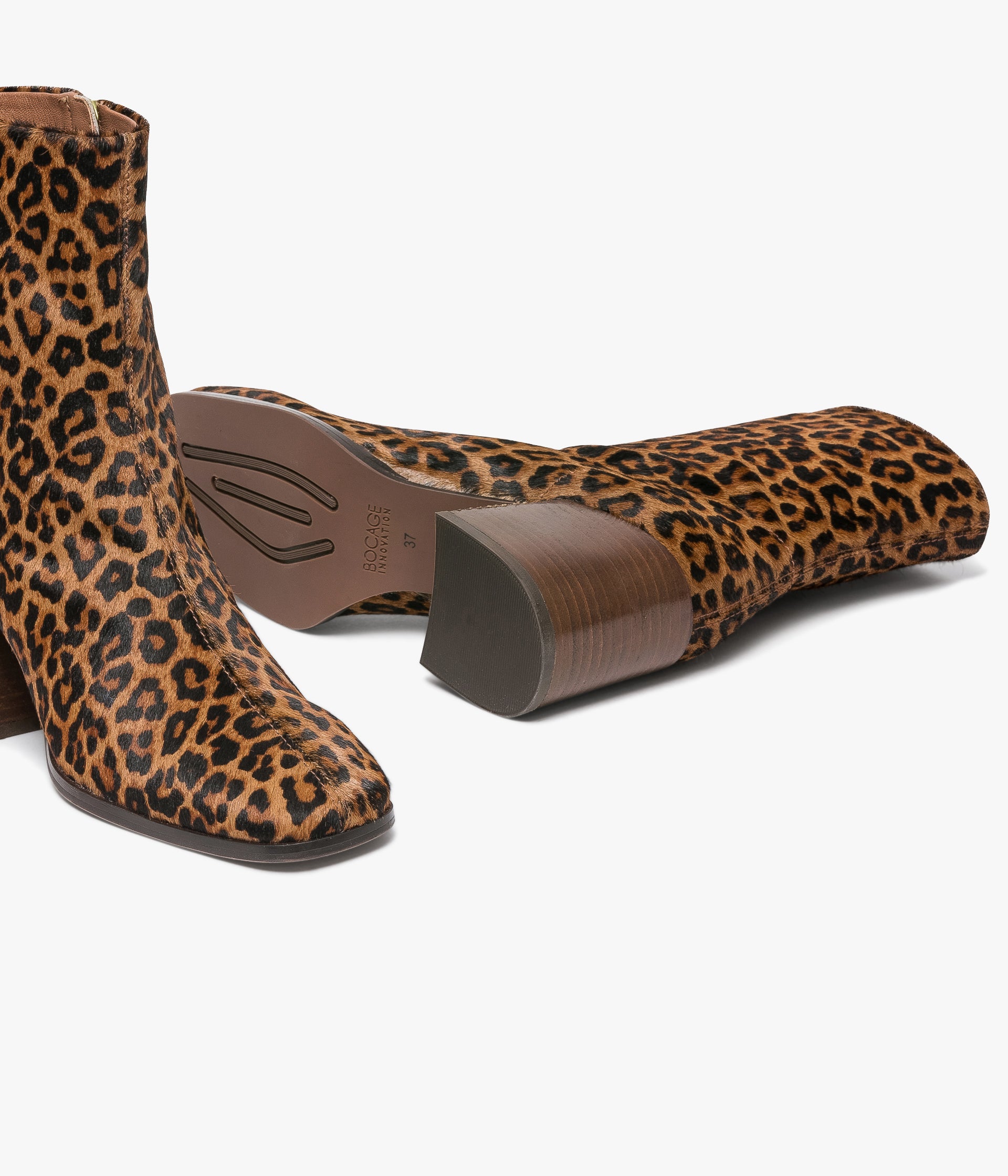 LEOPARDSKIN EMINA ANKLE BOOTS Heel low boots WOMEN Bocage