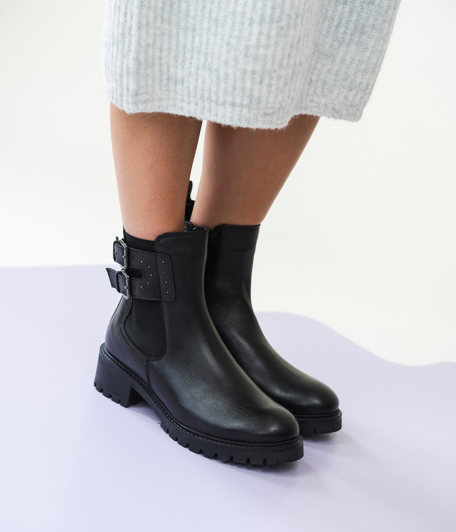 Flat black ankle boots on sale