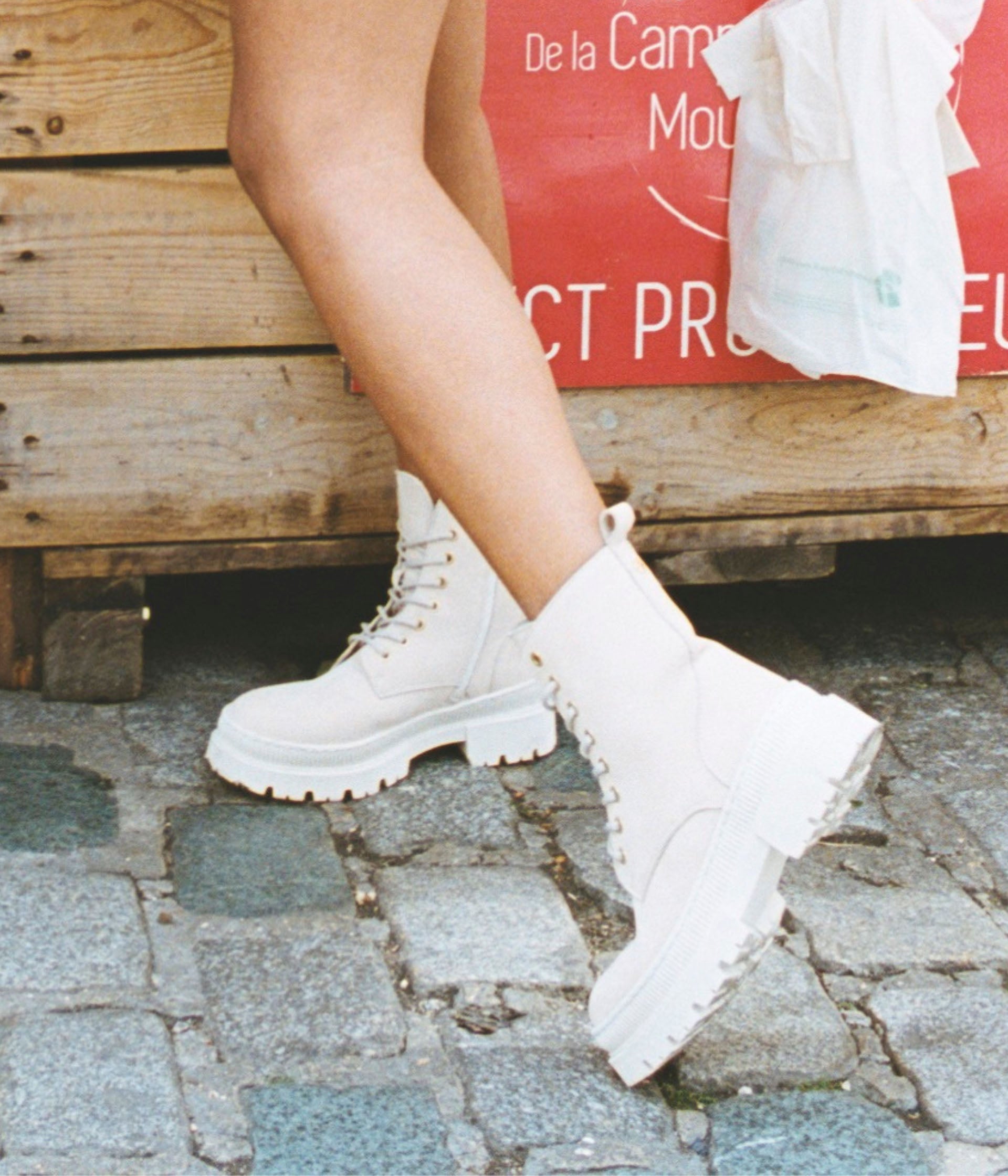 Beige flat boots womens shop