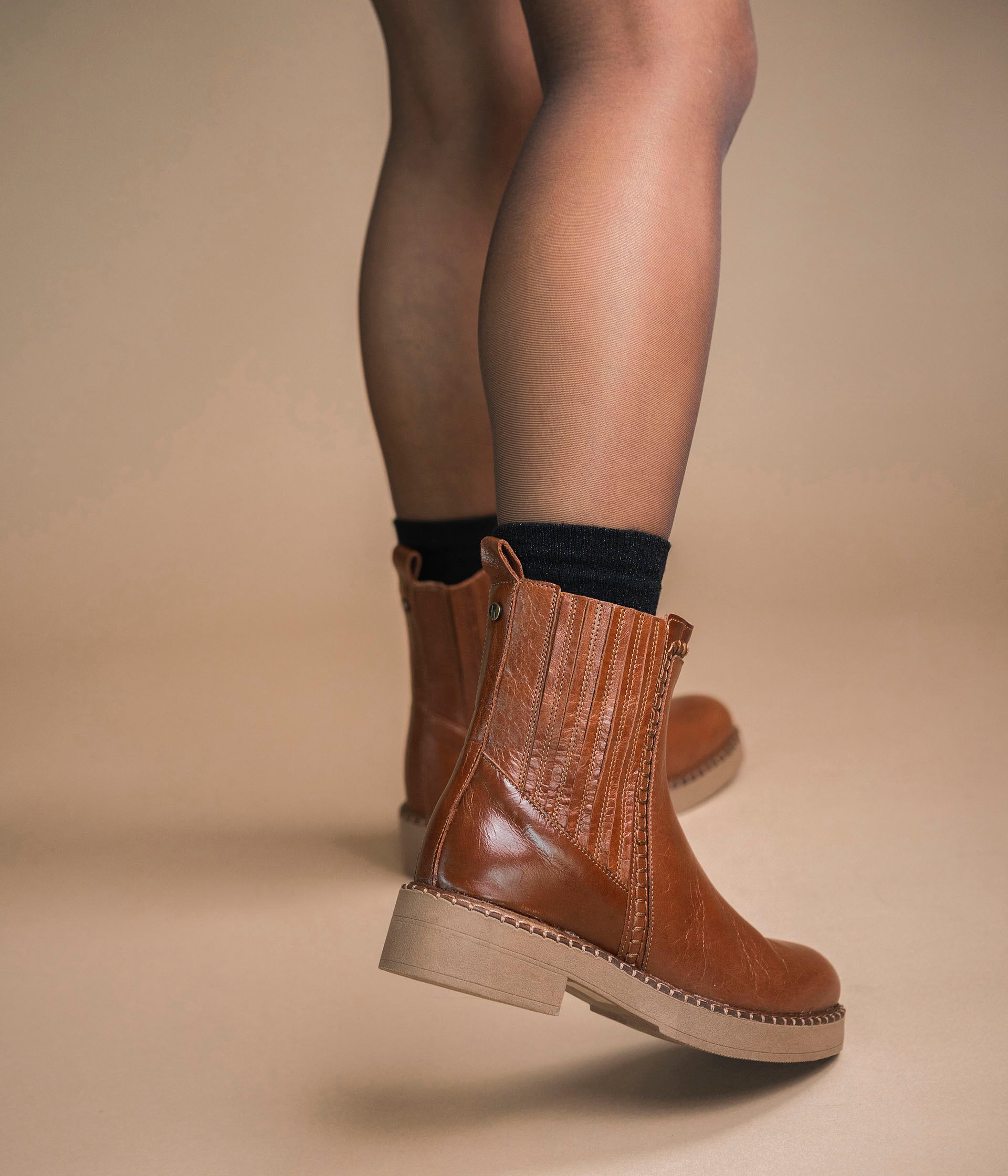 Women's boots cognac leather hot sale