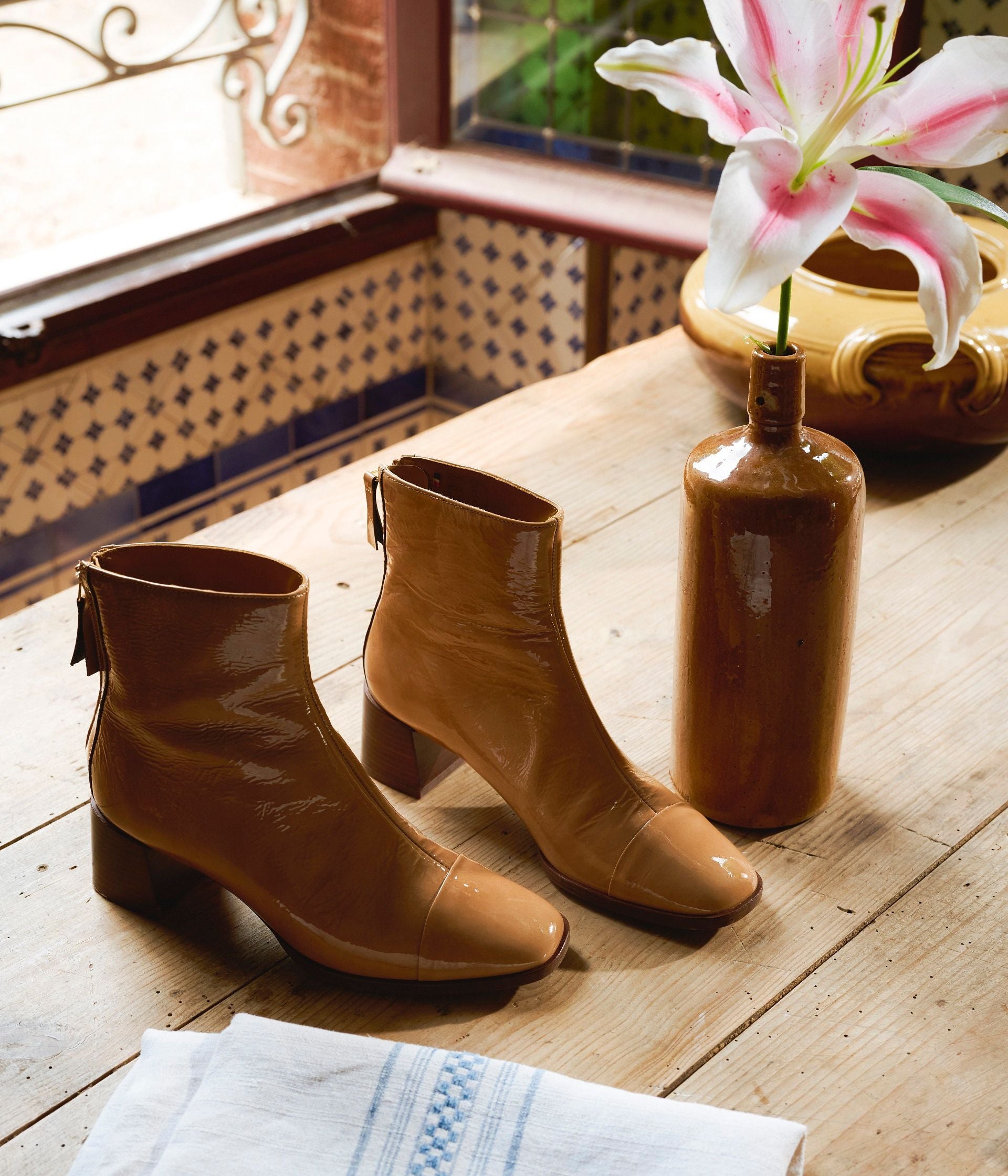 Tan leather boots ladies store