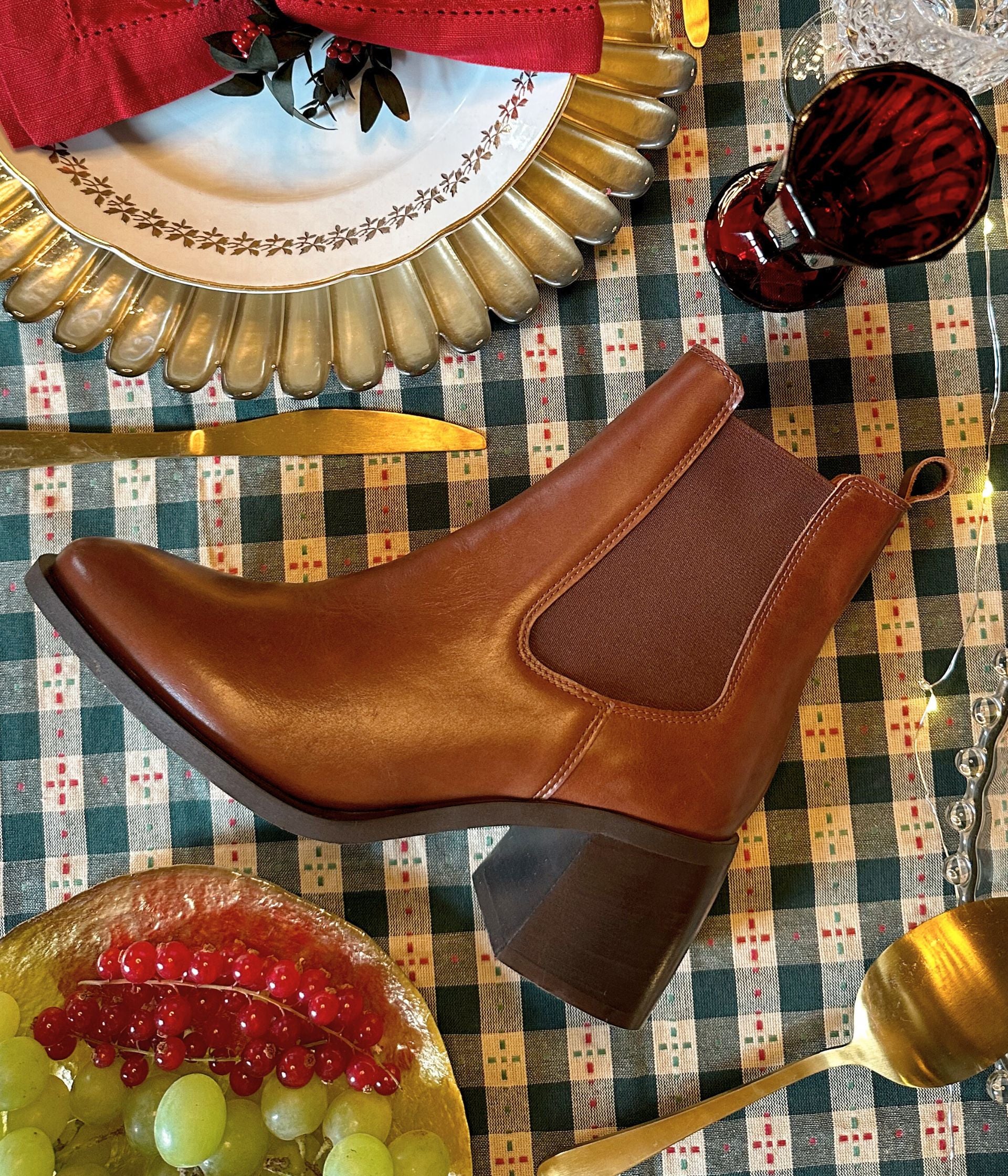 Cognac color booties sale