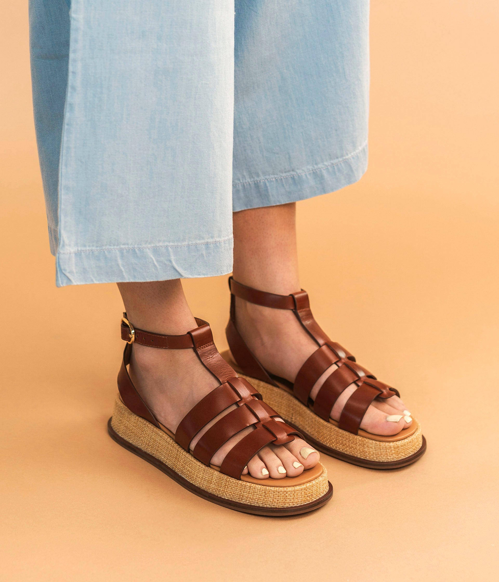 GRANT COGNAC SANDAL flat sandals WOMEN Bocage