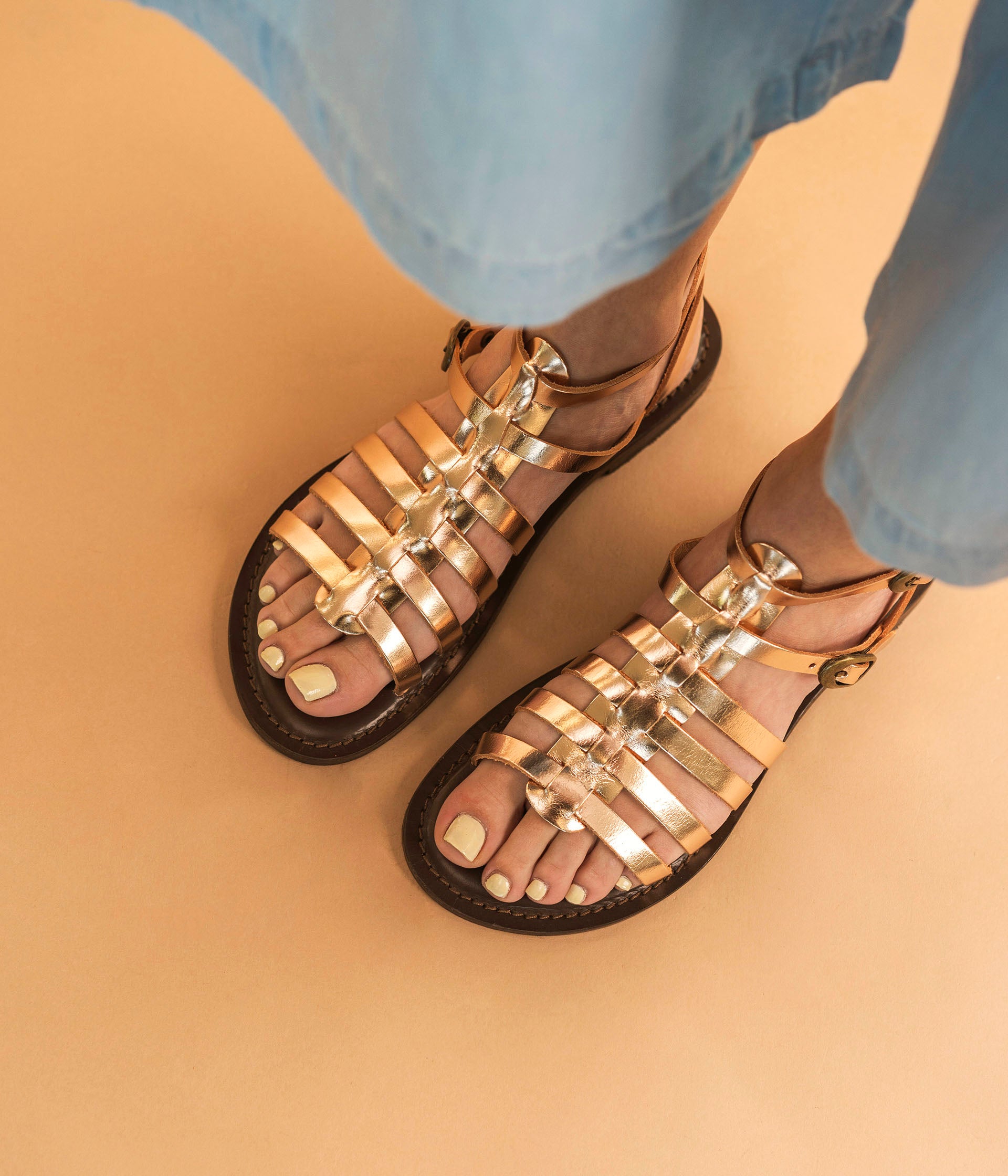 Rose gold colored sandals sales