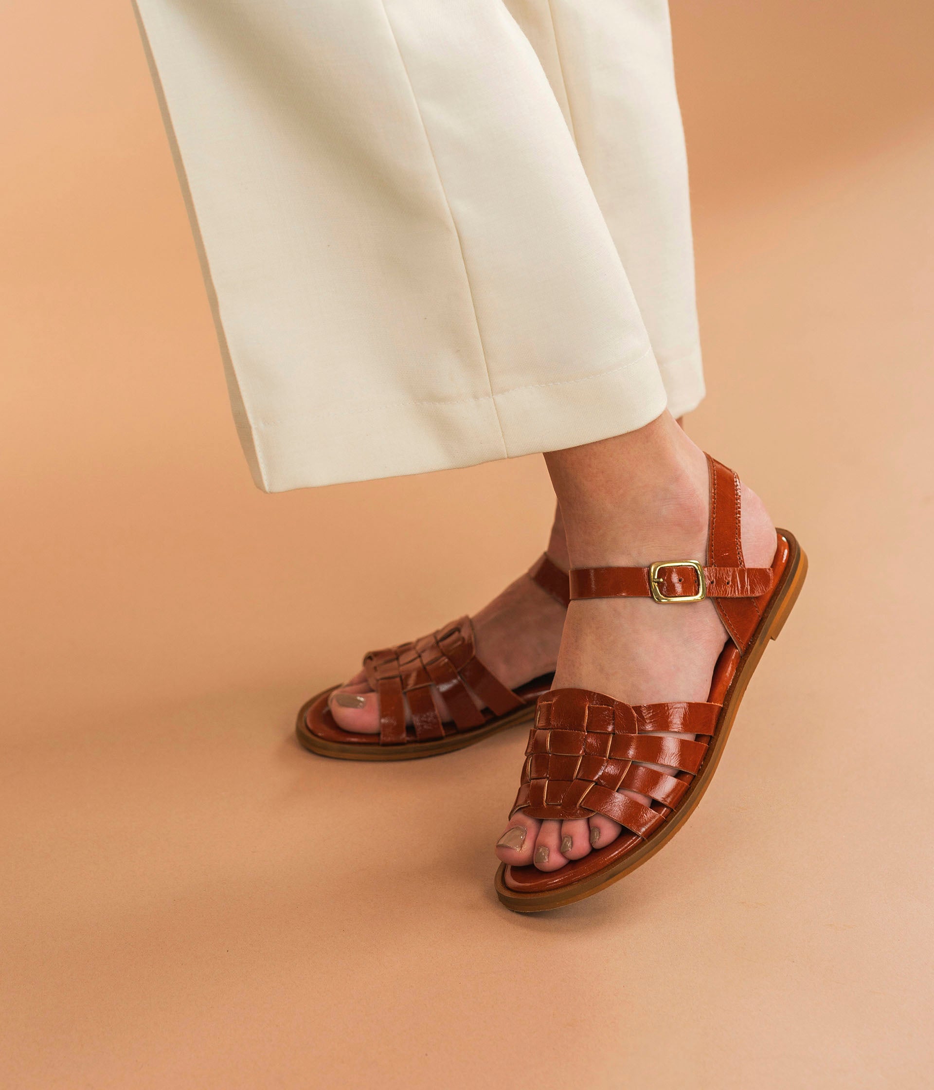 GLOVER COGNAC SANDAL flat sandals WOMEN Bocage