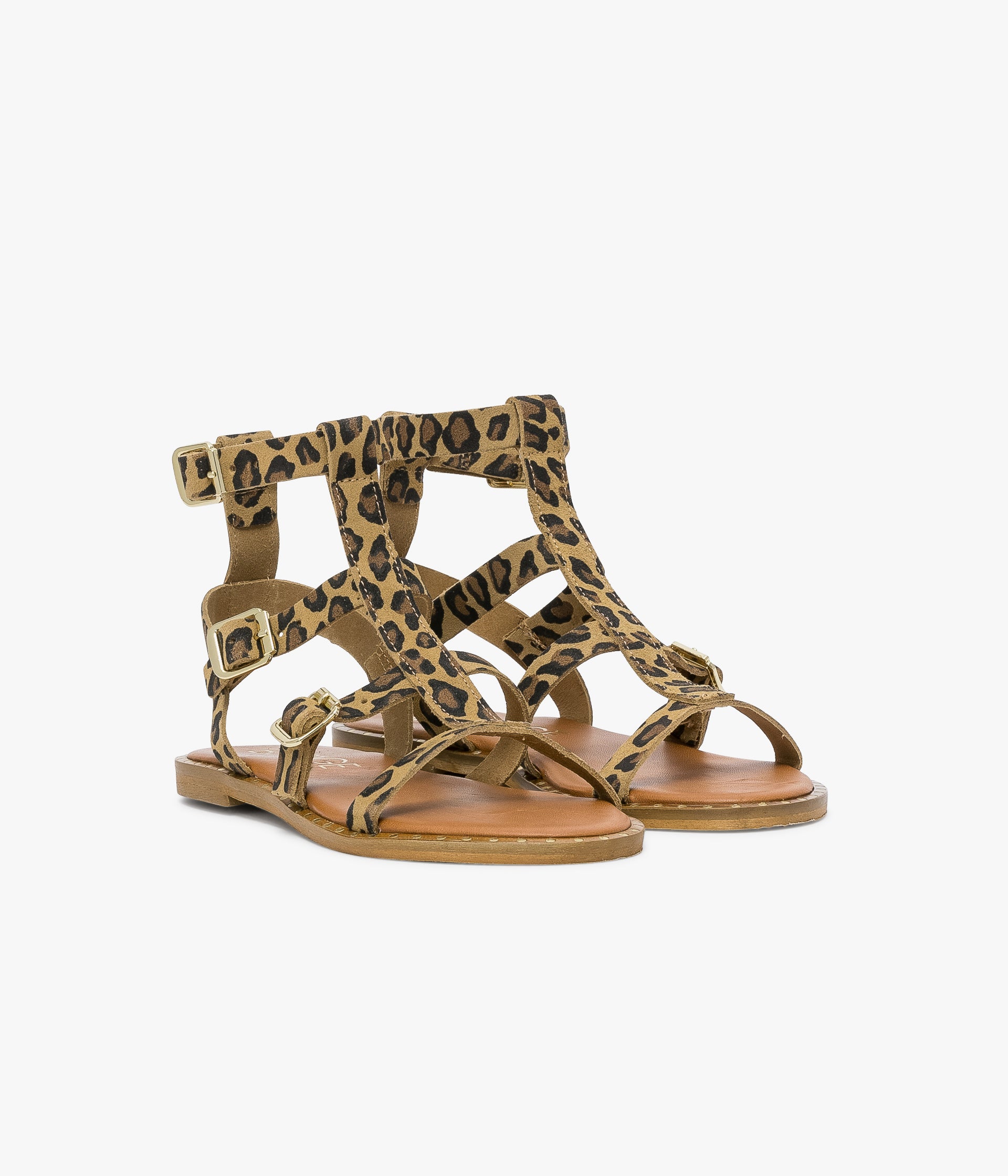 Leopard print gladiator sandals hot sale