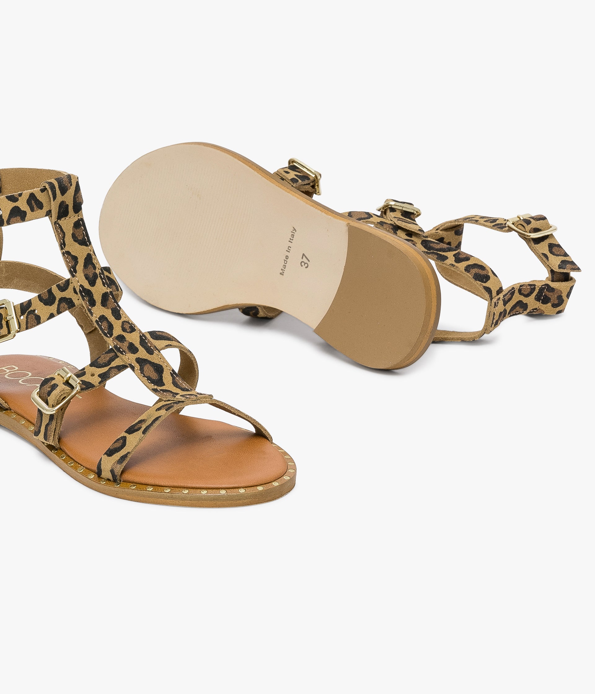 Leopard print gladiator sandals sales