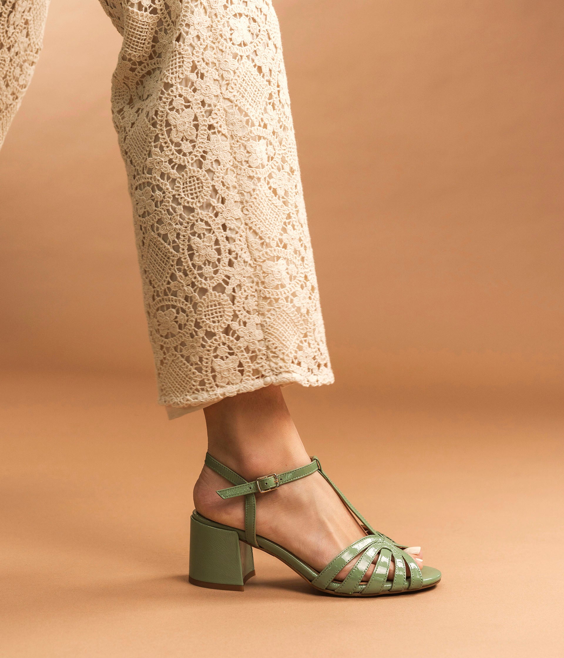Green color sandals on sale