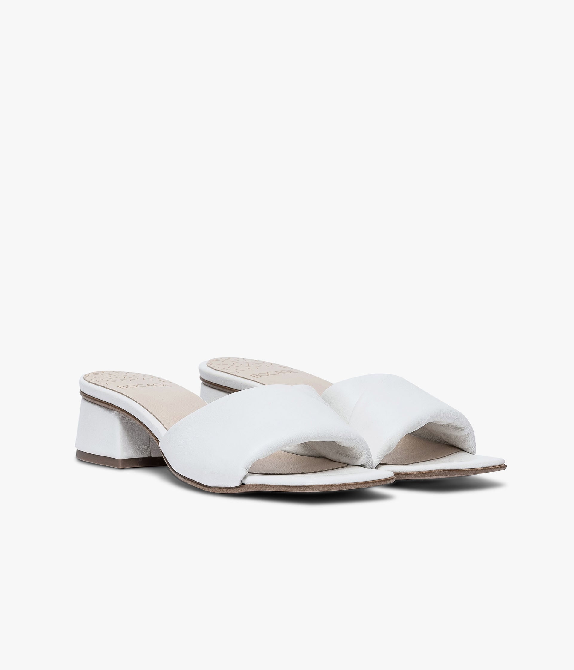 White leather heeled mules on sale