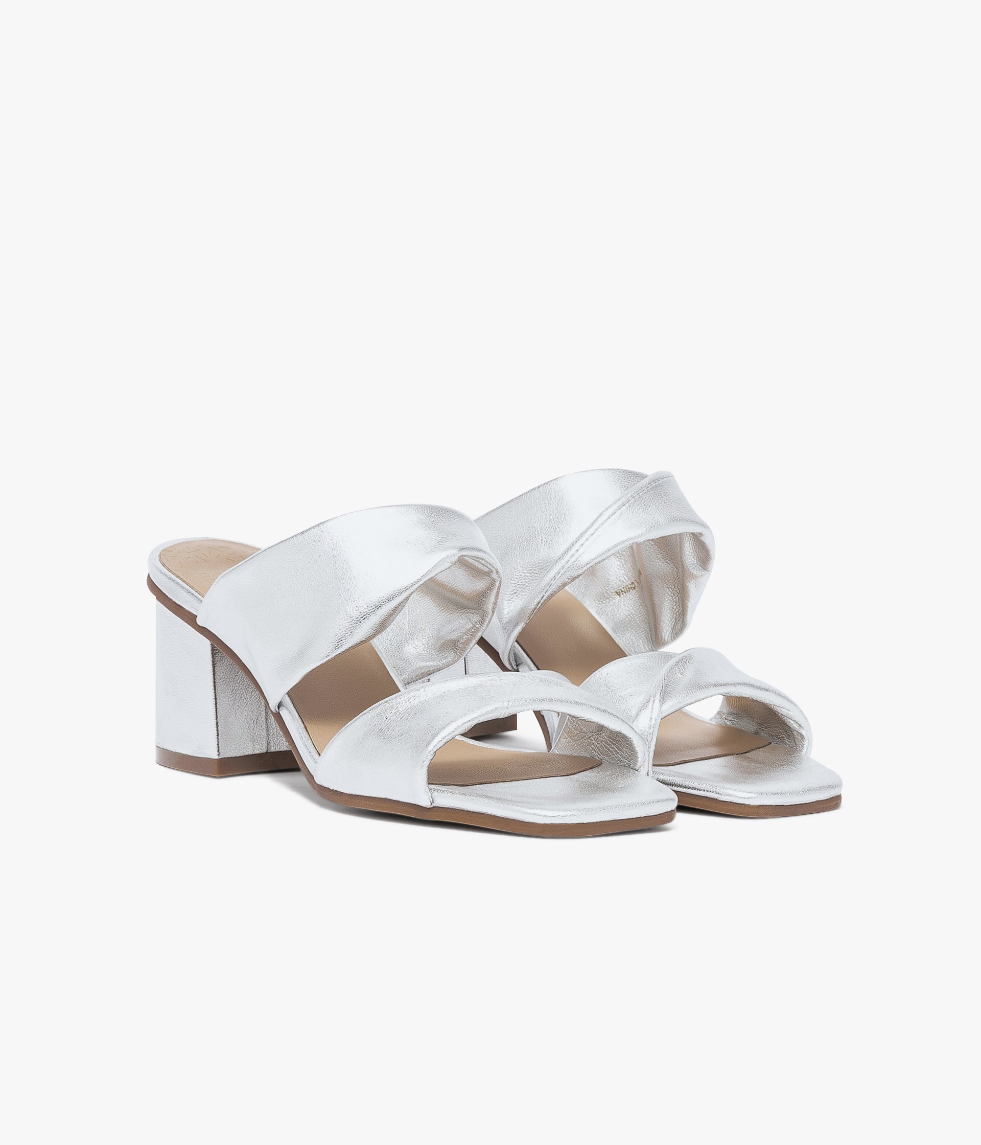 Silver metallic mules sales