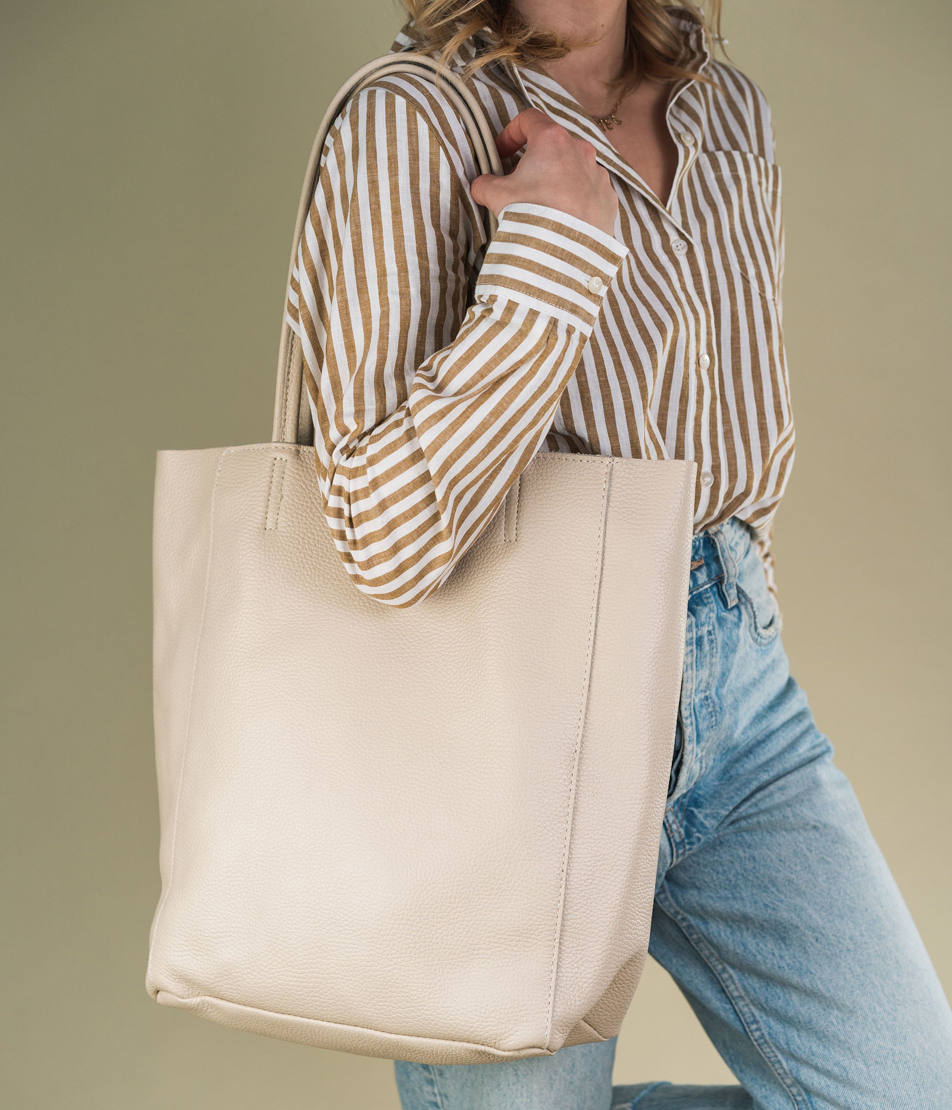 BEIGE BARBARA BAG Large size LEATHER GOODS Bocage